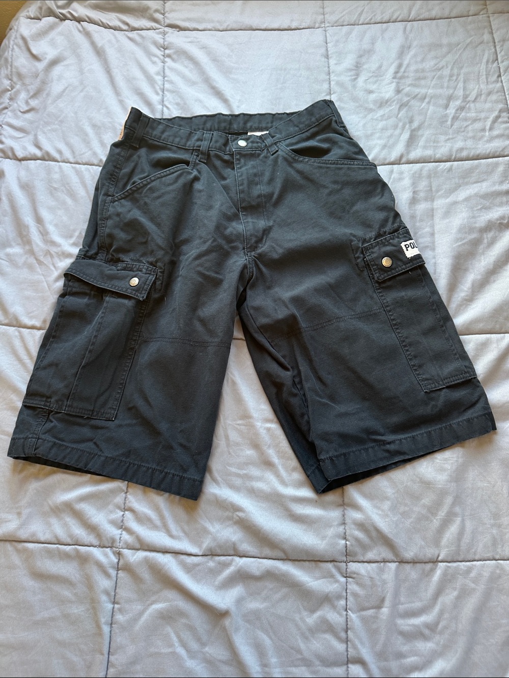 Black Cargo Shorts with Side Pockets